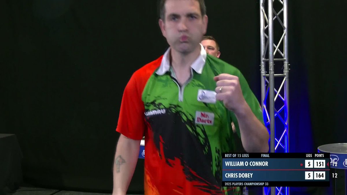 O'CONNOR TWO AWAY! William O'Connor conjures up a brilliant 151 checkout to move two legs away from the Players Championship 33 title! The Irishman leads Chris Dobey 6-5 in a high-quality final! 📺 #PC33