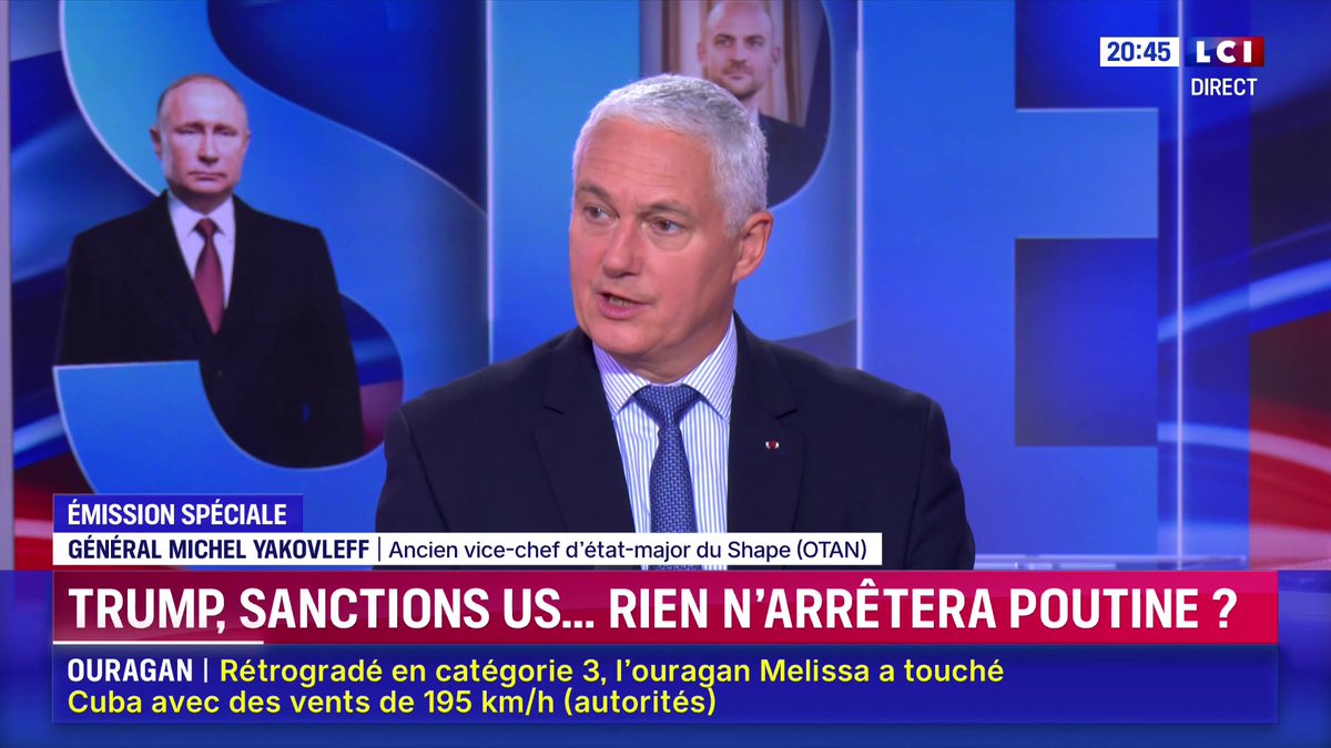 "Je pense que l'armée russe est plus proche du point de rupture que l'armée ukrainienne. Vladimir Poutine ne veut pas arrêter la guerre pour une raison simple : il ne sait pas arrêter cette guerre", général Michel Yakovleff ▶️ Darius Rochebin