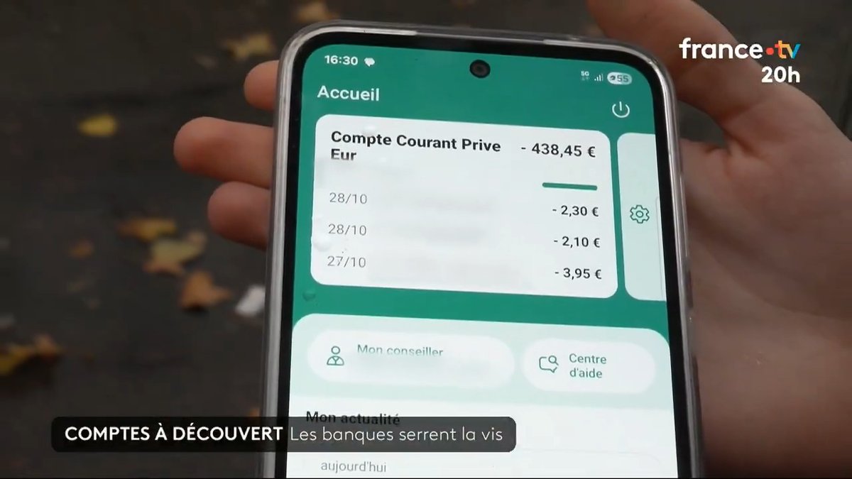 💸⚠️ Les banques annoncent la fin du découvert bancaire. À partir de 2026, il sera désormais encadré comme un véritable crédit, en particulier à partir d'un seuil de 200 euros. #JT20h