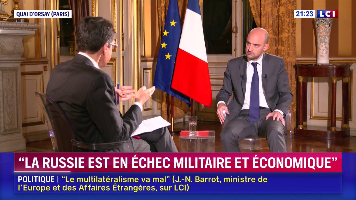 "Nous sommes infiniment plus riches et plus forts que la Russie de Vladimir Poutine (...) Ne nous laissons pas intimider", Jean-Noël Barrot ▶️ Darius Rochebin