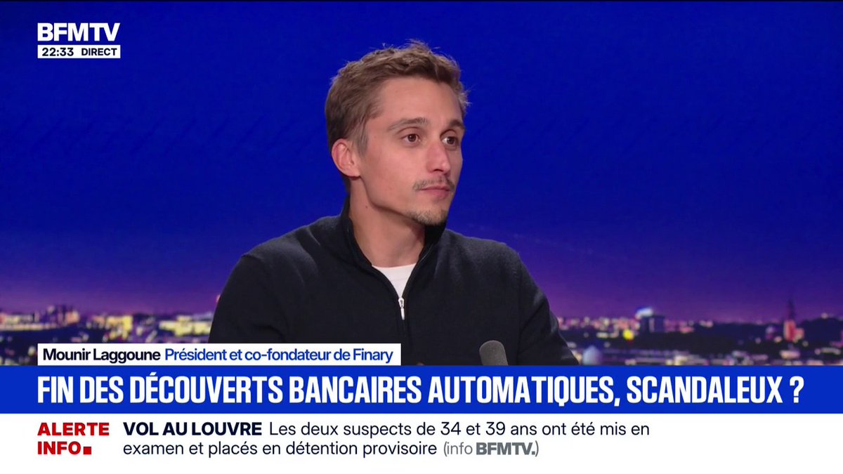 💬 "Ça va être de plus en plus difficile d'obtenir un découvert parce que la banque devra l'autoriser" ➡️ Mounir Laggoune, président et co-fondateur de Finary, à propos de la nouvelle directive européenne sur les découverts bancaires