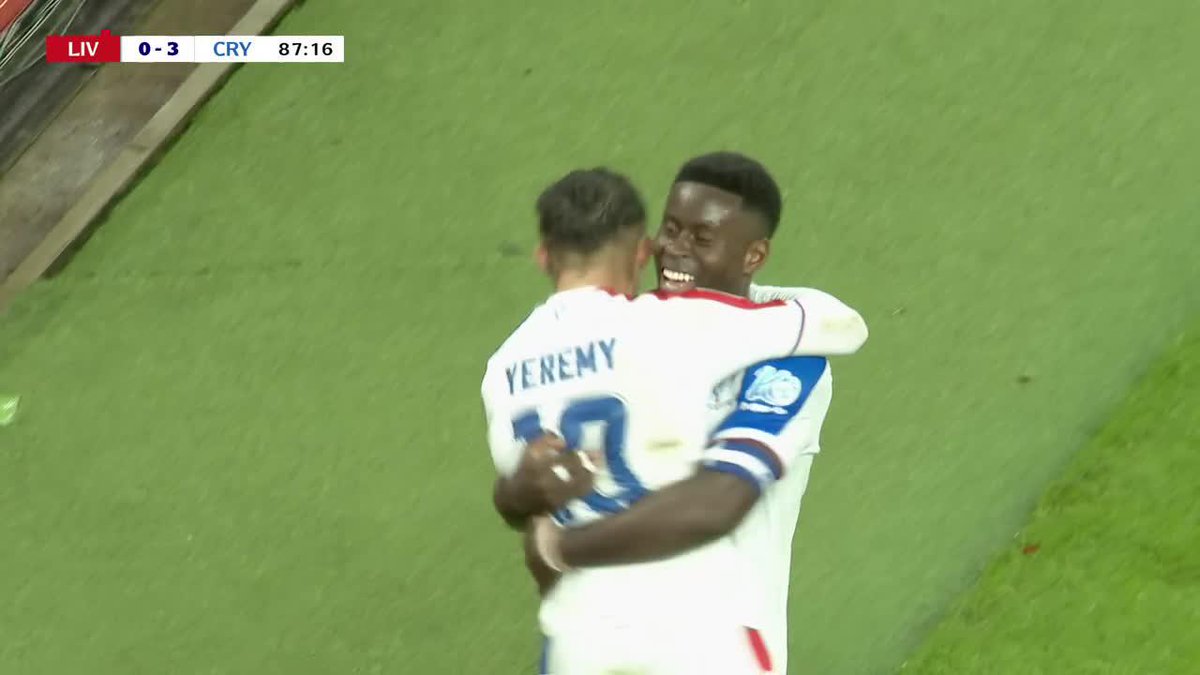 🇨🇴 ASISTENCIA de Jefferson Lerma. El colombiano la puso para el 3-0 de #CrystalPalace y la eliminación de #Liverpool en la Carabao Cup, al 88’