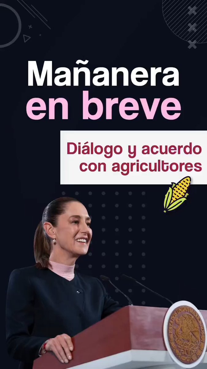 La #MañaneraEnBreve de la presidenta Claudia Sheinbaum Pardo: 🤝 Acuerdo con agricultores de Jalisco, Guanajuato y Michoacán. 🤱🏽 Sistema Nacional de Cuidados. 🇲🇽 Libertades y movimiento de transformación en México.