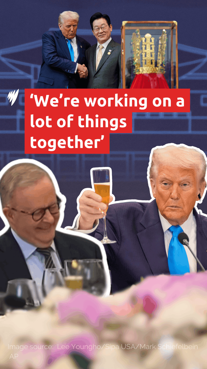 US President Donald Trump has lavished praise on Prime Minister Anthony Albanese at a ceremonial dinner ahead of the APEC summit in South Korea, talking up cooperation between the US and Australia on rare earths and other issues. Read more: