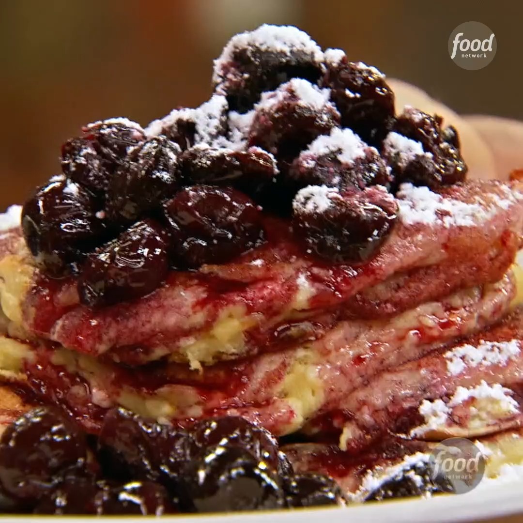 Stacks on stacks of Cream Cheese Pancakes 🥞🤗 Don't miss #BobbysTripleThreat Tuesdays at 8|7c! Get Bobby Flay's recipe: