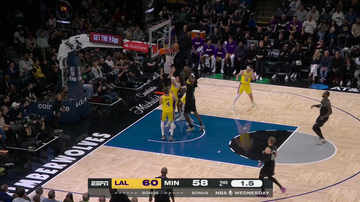 Austin Reaves continues to cook with 18 PTS at halftime 👀 Catch the second half of Lakers-Timberwolves on ESPN and the ESPN App 🔥