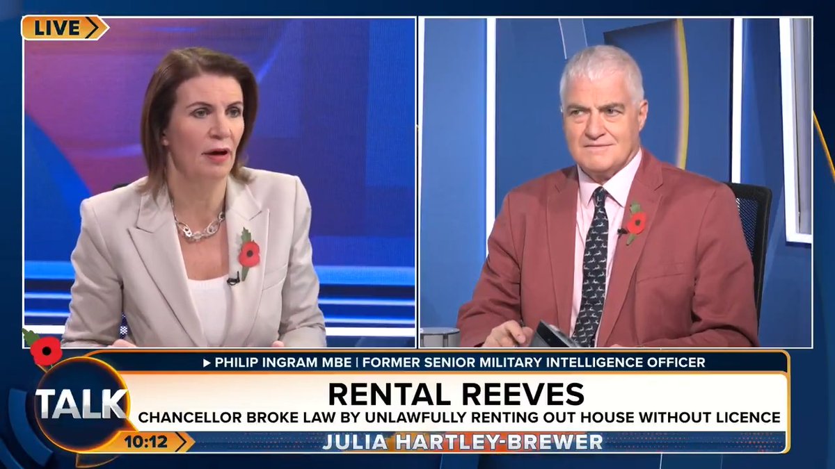 "It's black and white. She needs to go. There doesn't need to be an investigation." Philip Ingram calls for Chancellor Rachel Reeves to be sacked after she broke housing rules by letting out her family home without a licence. Julia Hartley-Brewer