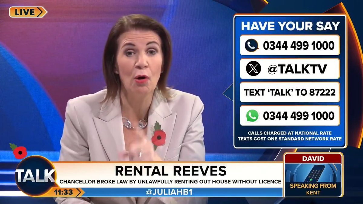 "It's staggering from Rachel in accounts. It's her responsibility here and nobody else’s." Southwark Landlord David says he has had to pay £900 for the licence to rent both his properties, and there is no excuse for Chancellor Rachel Reeves. Julia Hartley-Brewer