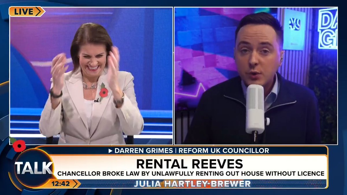 "They (Labour) waxed lyrical every damn day during lockdown about breaches of the rules. Lack of moral clarity." Darren Grimes says the case of Rachel Reeves unlawfully letting her flat looks like "rules for thee, but not for me". Julia Hartley-Brewer