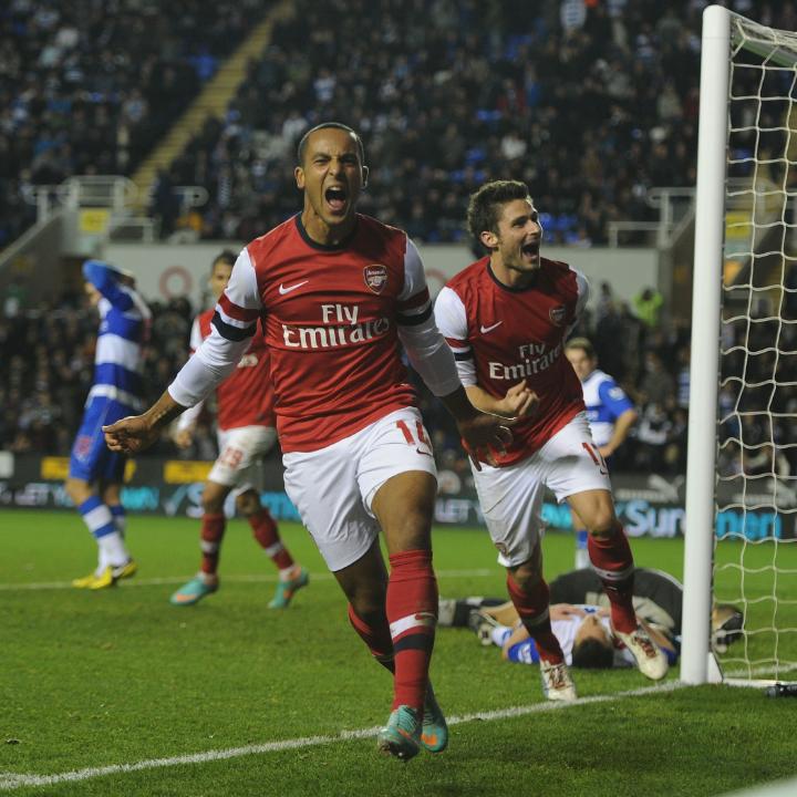 On this day in 2012: Arsenal came from 4-0 down to beat Reading 7-5 (!) after extra-time, with Theo Walcott netting a hat-trick, including a 95th minute equaliser, in a memorable League Cup tie at the Madejski Stadium. 🤯