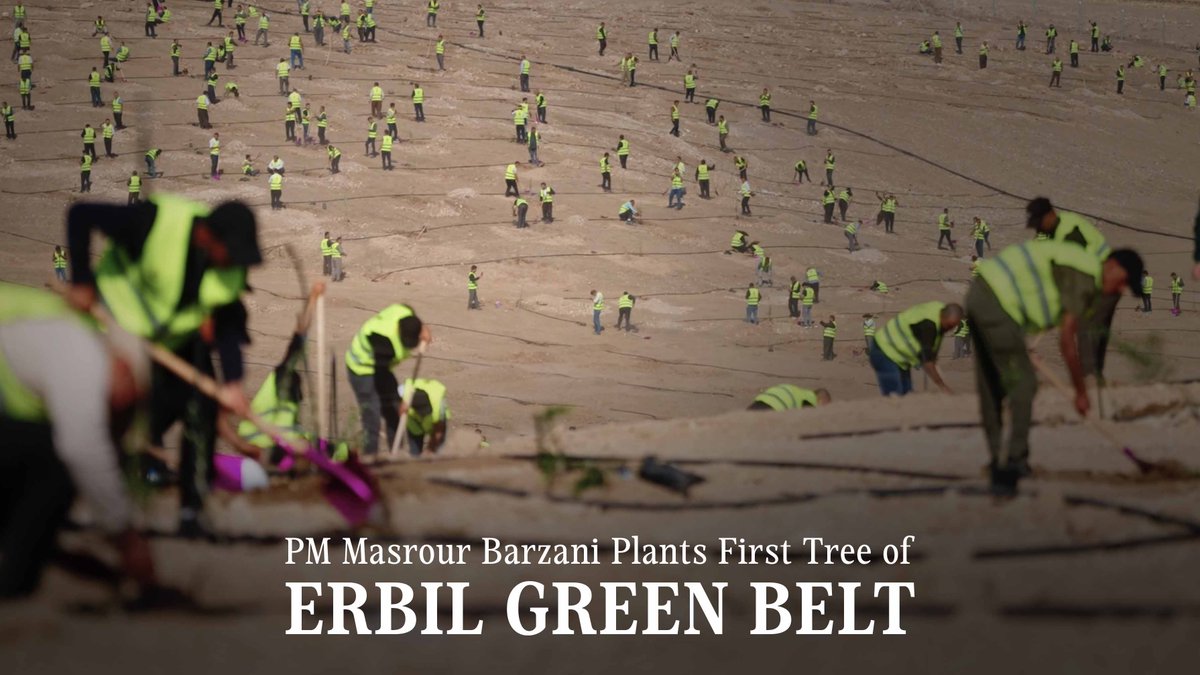 Kurdistan Region Prime Minister Masrour Barzani on Thursday planted the first tree of Erbil’s Green Belt. The initiative aims to encircle the Kurdish capital with 7 million trees, increasing the city’s green coverage to 25%.