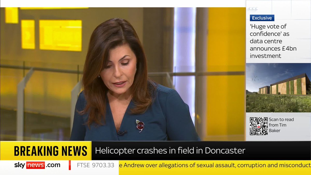 BREAKING: South Yorkshire Police say they are responding to a helicopter crash near Doncaster. 📺 Sky 501