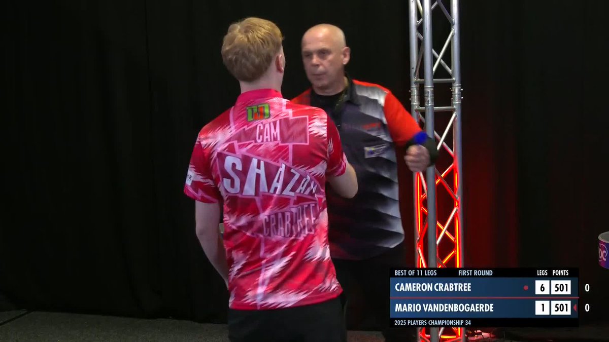 QUALITY FROM CRABTREE! 👏 Cam Crabtree produces a hat-trick of ton-plus checkouts and averages 103 to dispatch Mario Vandenbogaerde in some style! Luke Littler awaits in Round Two! 👀 📺 #PC34