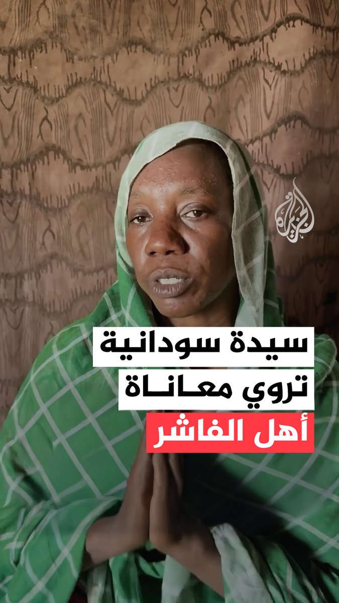 حتى الأطفال ماتوا جوعًا.. سيدة سودانية نازحة من الفاشر تروي معاناة أهلِ المدينة التي شهدت اقتتالًا عنيفًا بين الجيشِ السوداني وقواتِ الدعمِ السريع #فيديو
