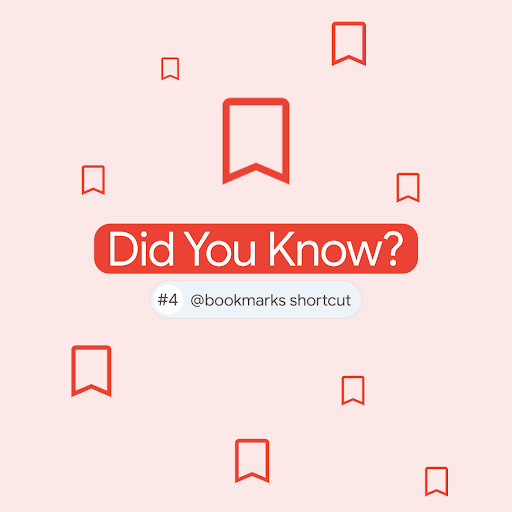 No need to search high & low for that bookmark, just type @/bookmarks (no slash) in your address bar, then enter a search term to find it. Easy. 📚