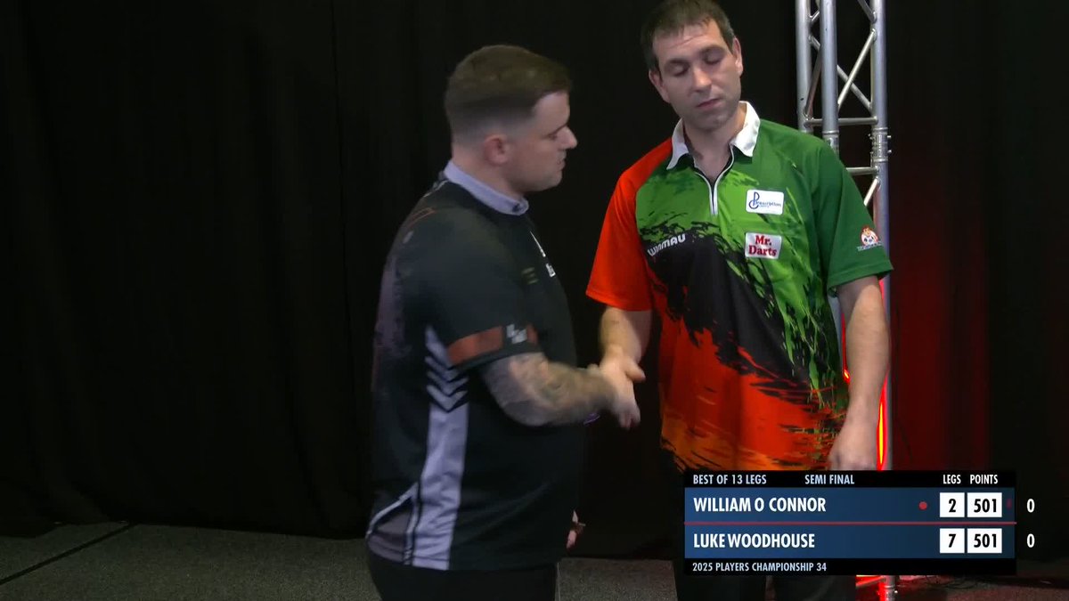 WOODHOUSE RACES THROUGH! Luke Woodhouse is one game away from claiming his maiden PDC ranking title! He sweeps aside William O'Connor in the semi-finals to set up a clash against Wessel Nijman for the title! 📺 #PC34