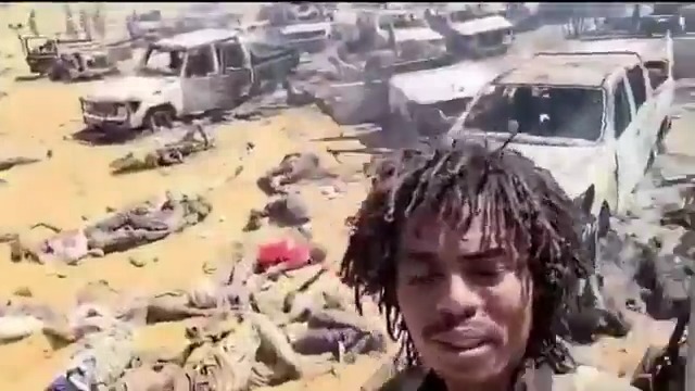 BREAKING: Radical Islamist terror group in Sudan cheering after a massacre that left hundreds dead. The image of burned cars reminds me of the horror left after the October 7th massacre. And it’s devastating.