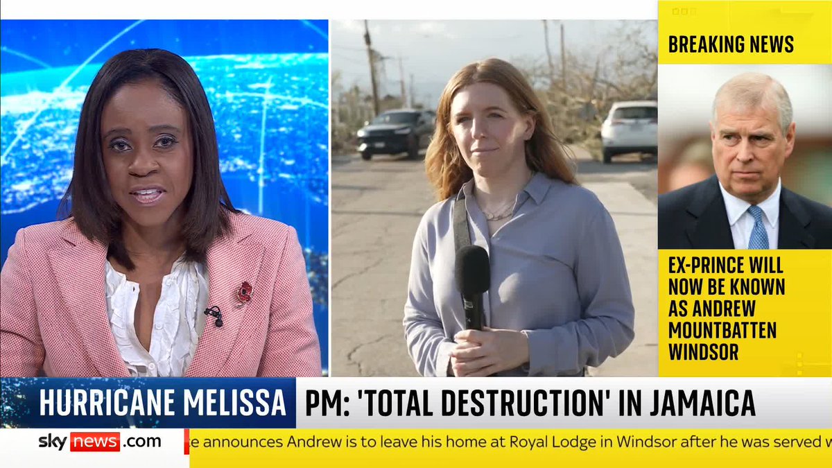 Sky's @MarthaKelner reports from Lacovia, western Jamaica, on the "total devastation" caused by Hurricane Melissa. She says there is an "utter sense of desperation" among residents affected by the hurricane. Latest ➡️ 📺 Sky 501, Virgin 602 &amp; YouTube
