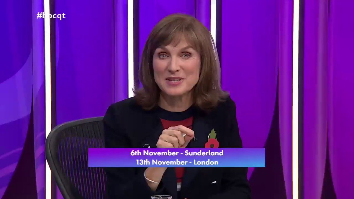 Thank you for joining us tonight We’re also on BBC One at 10:40pm Next week, we'll be back with an episode from Sunderland, and the following week from London You can apply to be in either #bbcqt audience here: