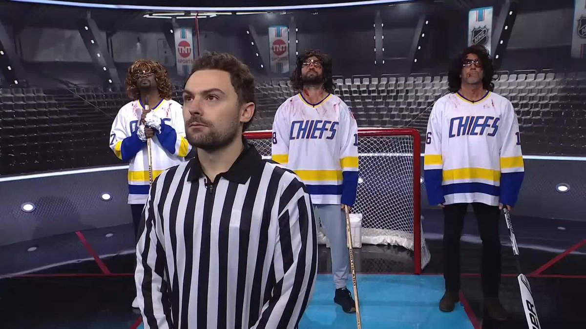 The NHLonTNT crew went full Slap Shot 😂