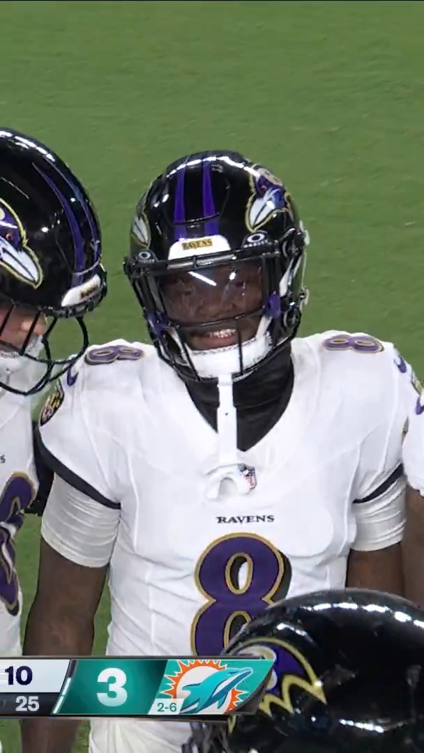 Lamar was all smiles to be back in the huddle 😀 BALvsMIA on Prime Video Also streaming on NFL+