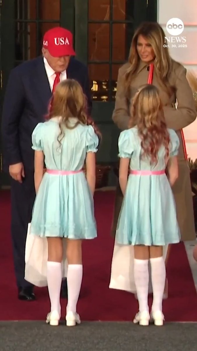 President Trump and first lady Melania Trump welcomed trick-or-treaters to the White House on Thursday, an annual Halloween tradition.