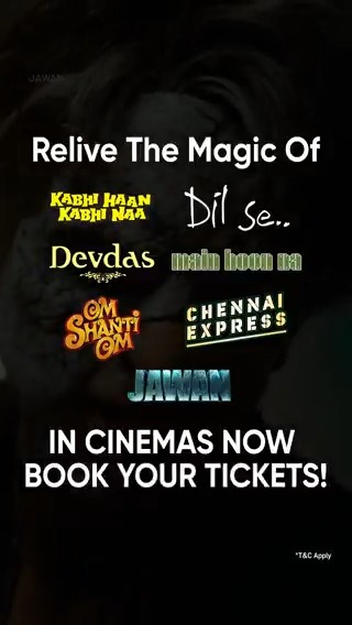 The celebration of cinema, love, and timeless stories begins today! 🎬 See you at the #ShahRukhKhanFilmFestival starting today. A YRF International release across the Middle East, North America, the UK, Europe, Australia and New Zealand. Book your tickets! 🔗 - T&C Apply. . . . Red Chillies Entertainment | P V R C i n e m a s | INOX Movies | #SRK | #ShahRukhKhan | #ShahRukhKhanFilmFestival | #KabhiHaanKabhiNaa | #DilSe | #Devdas | #MainHoonNa | #OmShantiOm | #ChennaiExpress | #Jawan