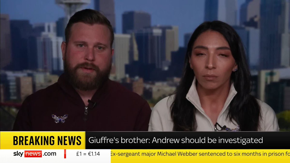 Virginia Giuffre's brother says Andrew "should be investigated" and calls on the King to tell Donald Trump to 'put his big boy pants on and get the Epstein files released'. Reaction to Giuffre's family's interview with Sky's Gareth Barlow 🔗 📺 Sky 501