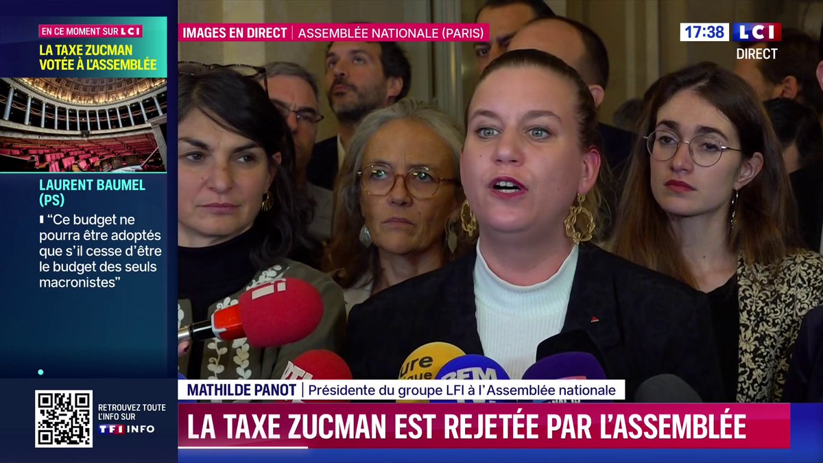 Rejet de la taxe Zucman : "Il n'y a absolument rien à négocier avec un pouvoir macroniste qui (...) décide d'appliquer leur programme, tout leur programme, rien que leur programme et refuse le minimum de justice fiscale", Mathilde Panot