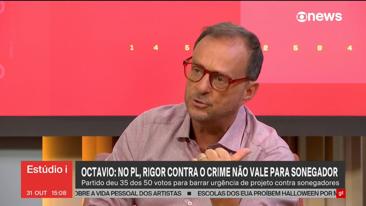 Octavio Guedes: Deputados do PL, que aplaudiram a firmeza da polícia na operação que deixou mais de 120 mortos no Rio, votaram contra urgência para apertar o cerco a criminosos do colarinho branco, tubarões da sonegação. #Estúdioi ➡️ Veja a #GloboNews: