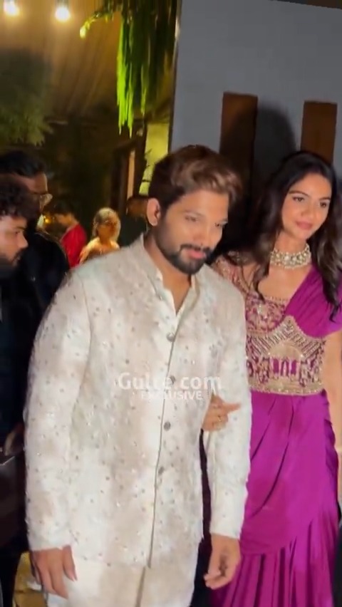 #AlluArjun with his wife Sneha at #AlluSirish and Nayanika’s engagement ceremony.