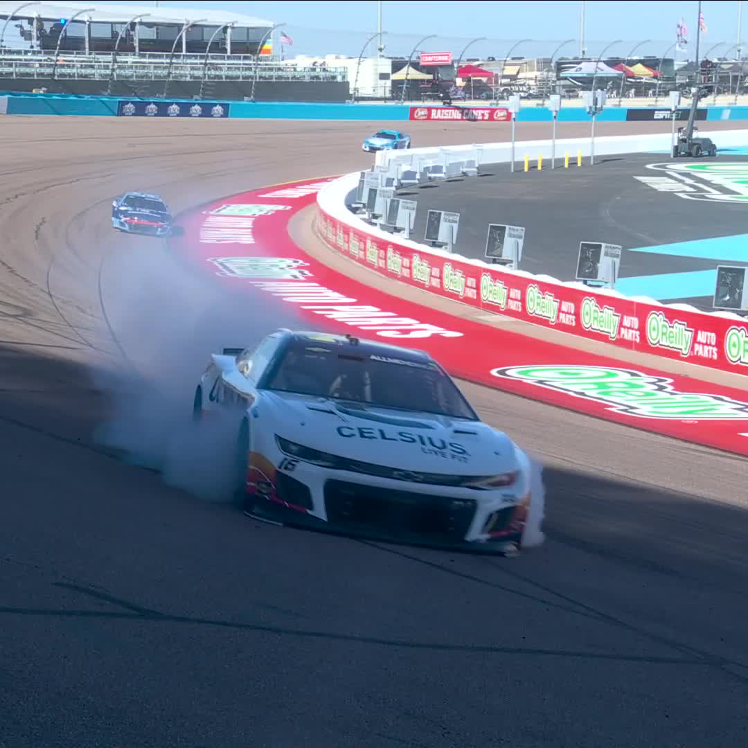 Practice is halted at Phoenix Raceway due to this incident involving AJ Allmendinger.