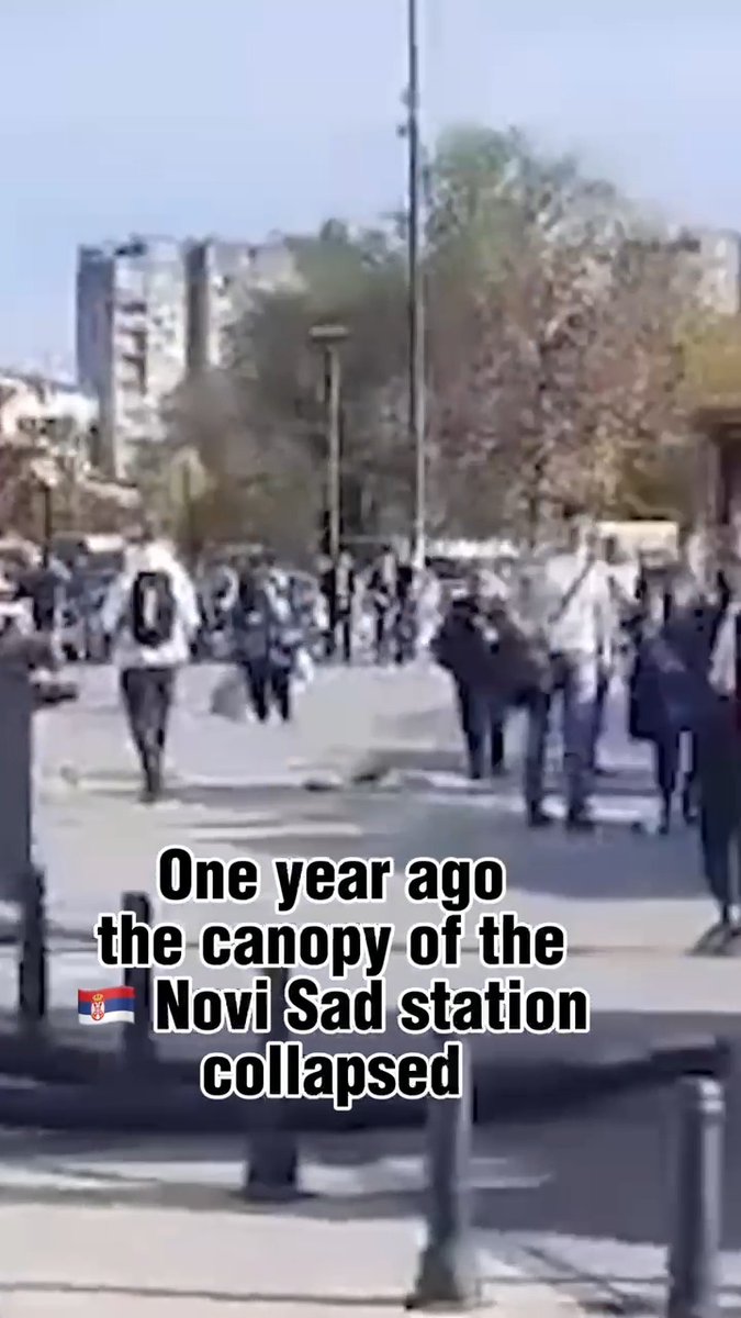🇷🇸 One year ago, the concrete canopy of the newly renovated train station of Novi Sad, Serbia, collapsed, killing travellers entering and exiting the station. The death toll would rise to 16. Protests, led by students, quickly took to the streets demanding justice, accountability and the end of systemic corruption. Vučić's government imprisoned dozens of students, cracked down on protesters, and refused to listen to their demands. We stand with the demonstrators who have been protesting for one year now. The Serbian people have the right to live in a democratic country where democracy and the rule of law are respected, and officials are held accountable for their actions.