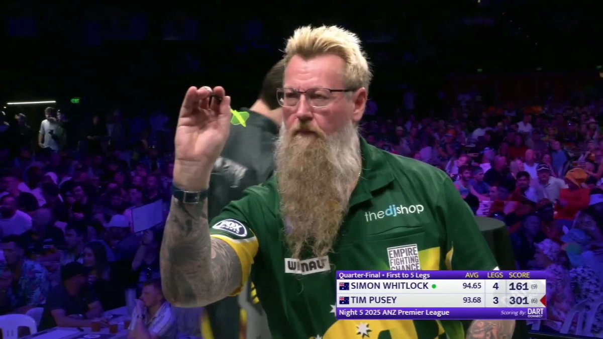 CLINICAL FROM SIMON WHITLOCK! 'The Wizard' is through to the semis of the ANZ Premier League in Adelaide after beating Tim Pusey 5-3. Up next: Raymon. Smith v Joe Comito. 📺 #ANZPL | QF1