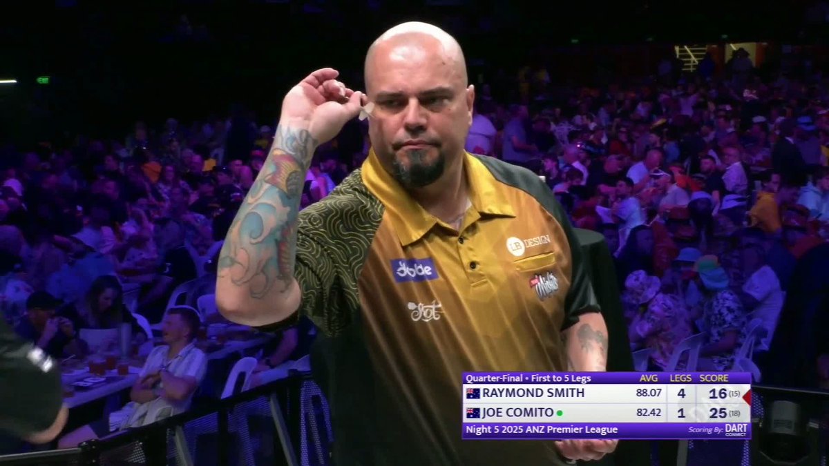 'THE GURU' MARCHES ON! Raymond Smith has crushed Joe Comito 5-1 to set up a semi-final clash against Simon Whitlock at Adelaide. Up next: James Bailey v Ben Robb. 📺 #ANZPL | QF2