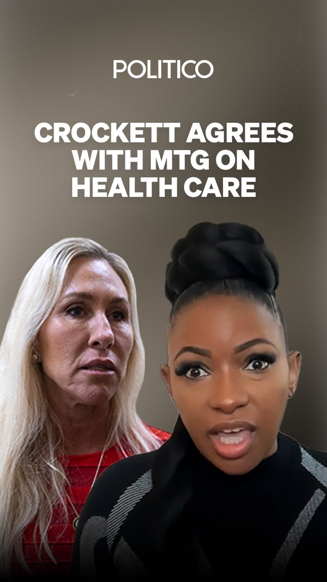 Rep. Jasmine Crockett has found common ground with Rep. Marjorie Taylor Greene. The Democrat tells our Dasha Burns she agrees with Greene's criticism of the GOP for the looming rise in healthcare premiums. Listen to the full interview on #theconversation: