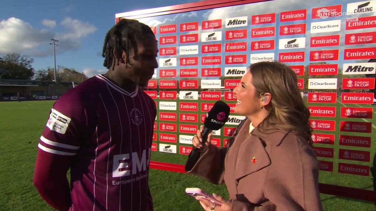 "I've got no words to describe that." 🤯 Jesurun Uchegbulam speaks to Olivia Buzaglo after a goalscoring debut for Chelmsford in the FA Cup ✨ 📺 TNT Sports & discovery+ UK