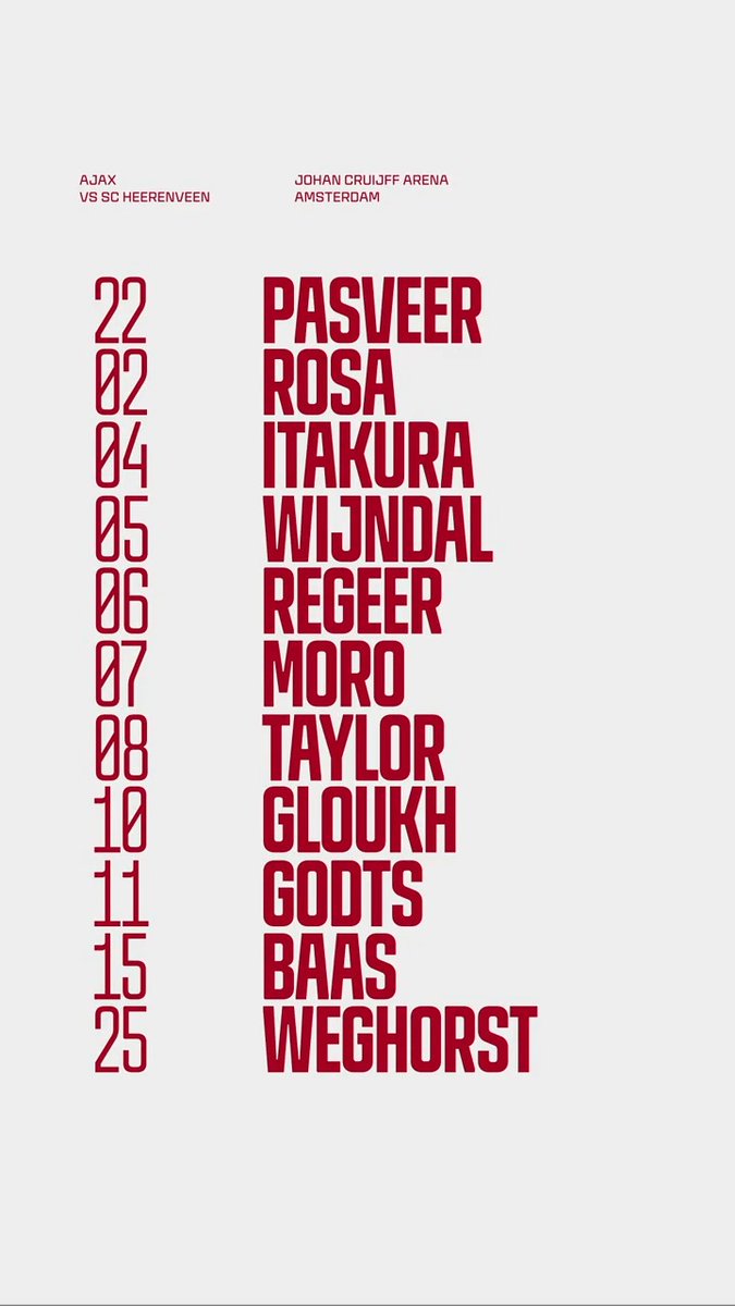 The Ajax XI for today’s match! ⚪️🔴⚪️ #ajahee