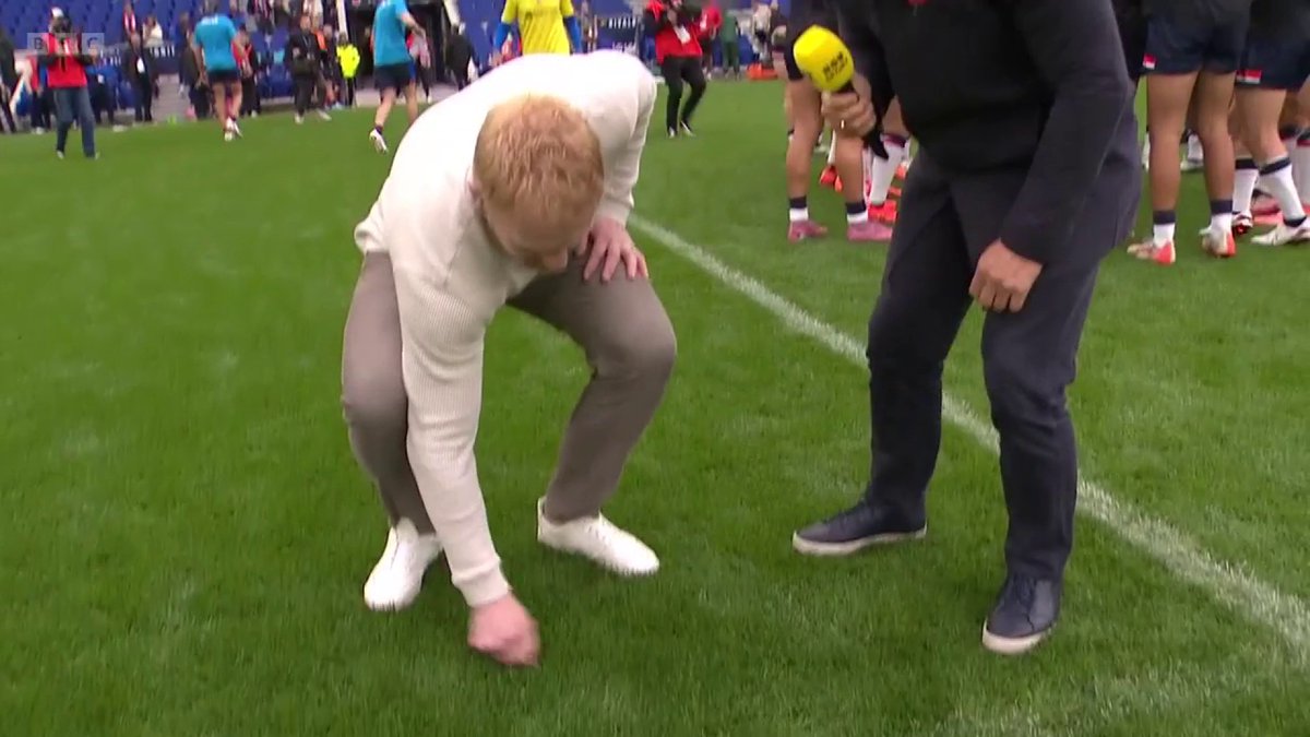 James Graham is a Blue! 💙 The England legend and Everton fan takes a little keepsake from the pitch ahead of the first non-football event taking place at the Hill Dickinson Stadium 😅 #BBCRL