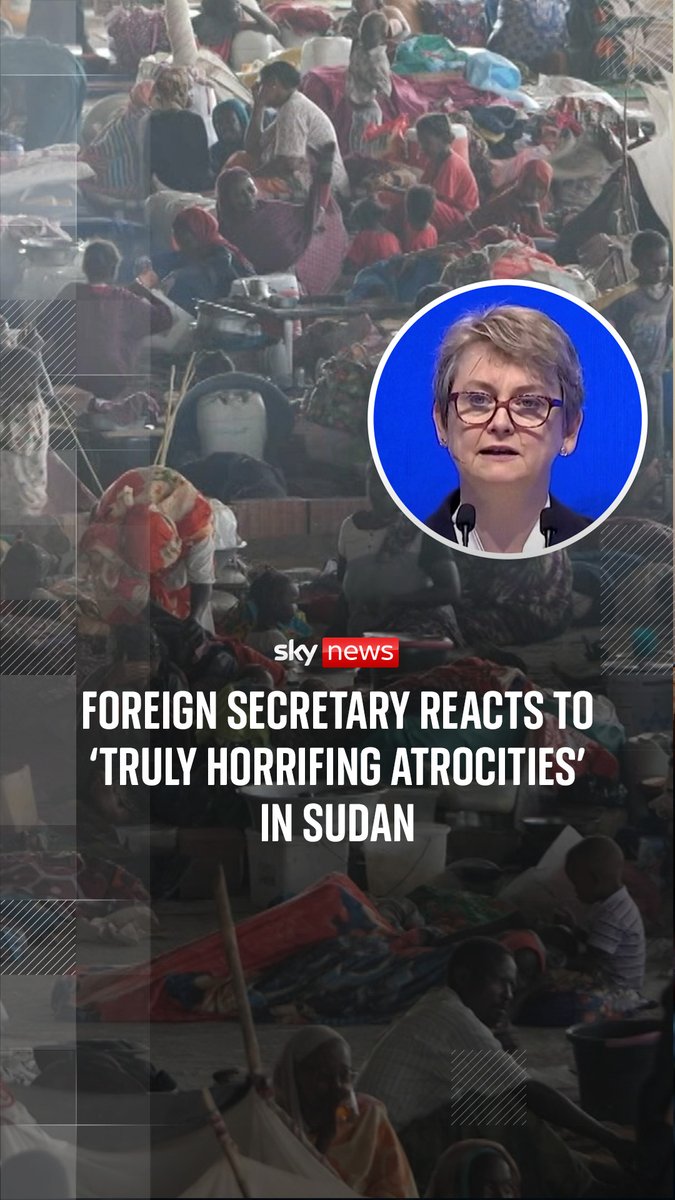 Foreign Secretary Yvette Cooper has joined calls for an immediate ceasefire in Sudan after tens of thousands of people were reportedly killed in the city of Al Fashir. 🔗
