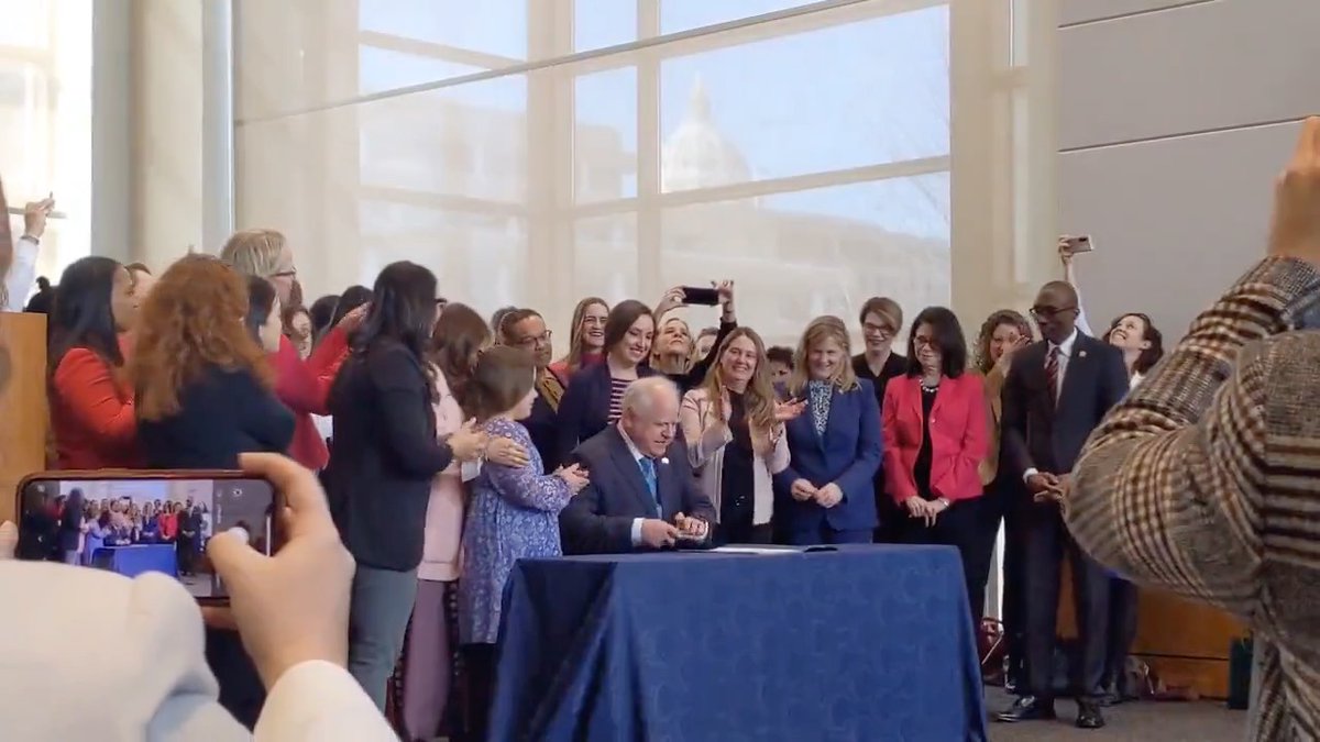 Remember when Gov. Tim Walz signed an abortion bill into law in Minnesota, allowing abortion to take place UP UNTIL THE MOMENT OF BIRTH, for any reason whatsoever, in 2023? He also signed a bill letting babies die who are BORN ALIVE after a failed abortion. Democrats love abortion.