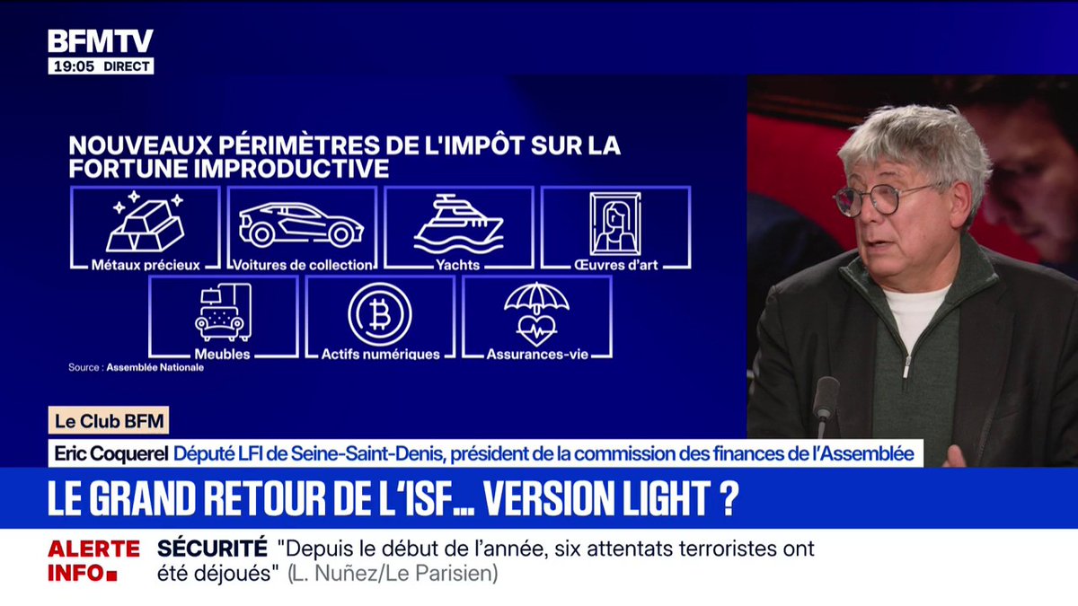 Impôt sur la fortune improductive voté: "Ce n'est absolument pas le retour de l'ISF", explique Éric Coquerel, député LFI