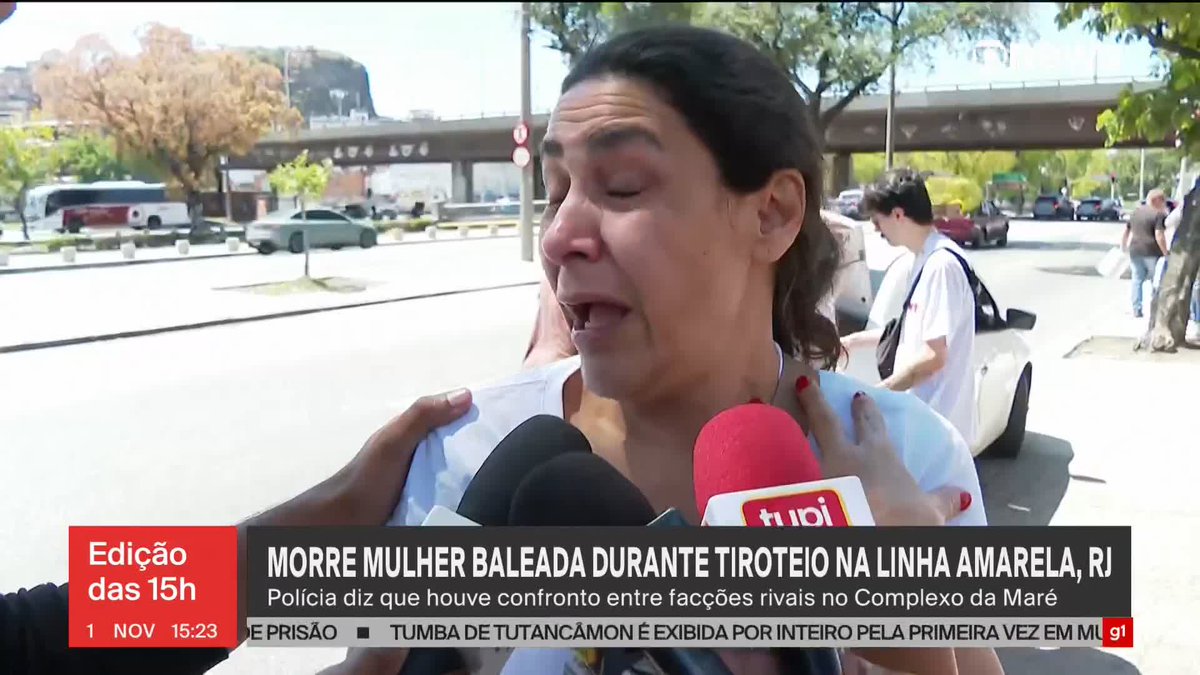 "É uma coisa que a gente acha que não tá vivendo", diz sogra de mulher de 28 anos morta após ser atingida na cabeça durante tiroteio na Linha Amarela, no Rio. #Edição15 ➡️ Assista à #GloboNews:
