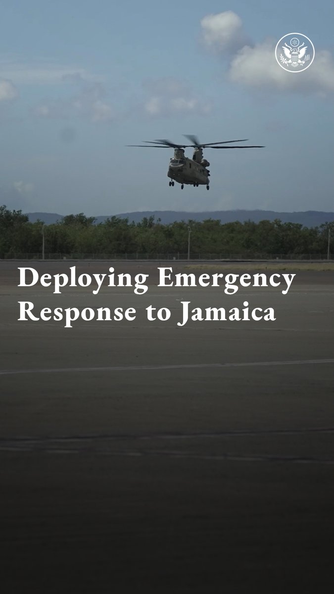 We deployed U.S. Southern Command’s Joint Task Force-Bravo, @LACoFD, and VA-TF1 / USA-01 - Urban Search and Rescue to Jamaica as part of the State Department’s disaster relief efforts to Hurricane Melissa, ensuring emergency supplies reach those impacted as quickly as possible.