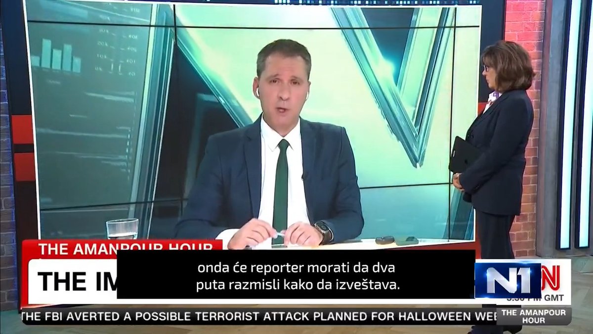 Kristijan Christiane Amanpour, zaštitno lice televizije CNN, posvetila je deo svog programa situaciji u Srbiji i napadima na medije. Programski direktor N1 Igor Bozic govorio je u emisiji "Amanpour hour" o pritiscima sa kojima se naša kuća i naši novinari suočavaju.
