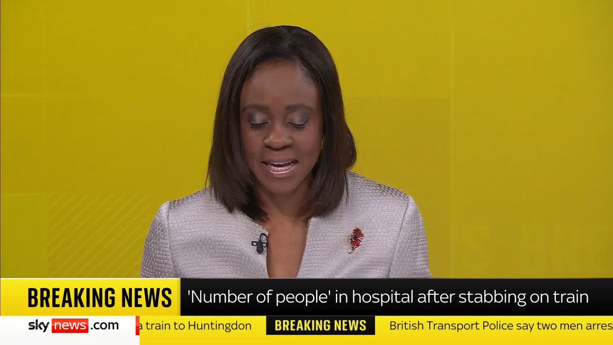 BREAKING: British Transport Police say a 'number of people' are in hospital after a stabbing on a train to Huntingdon. Sky's Nick Martin says two people have been arrested, and armed police officers are at the scene. Follow our live blog ➡️