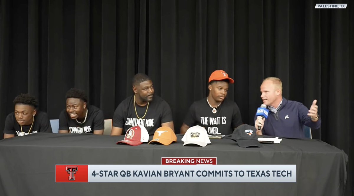 BREAKING: 4⭐ QB Kavian Bryant has committed to head coach Joey McGuire and Texas Tech Football Bryant is the No. 3 QB in the class of 2027, according to 247Sports