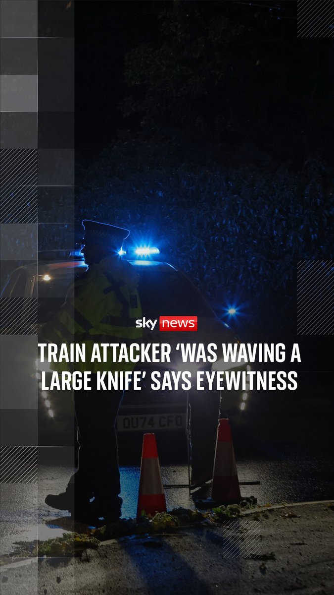 Two men have been arrested by armed officers after multiple people were stabbed on a train. Witnesses told Sky News the stabbings started shortly after the train left Peterborough. Follow our live blog ➡️