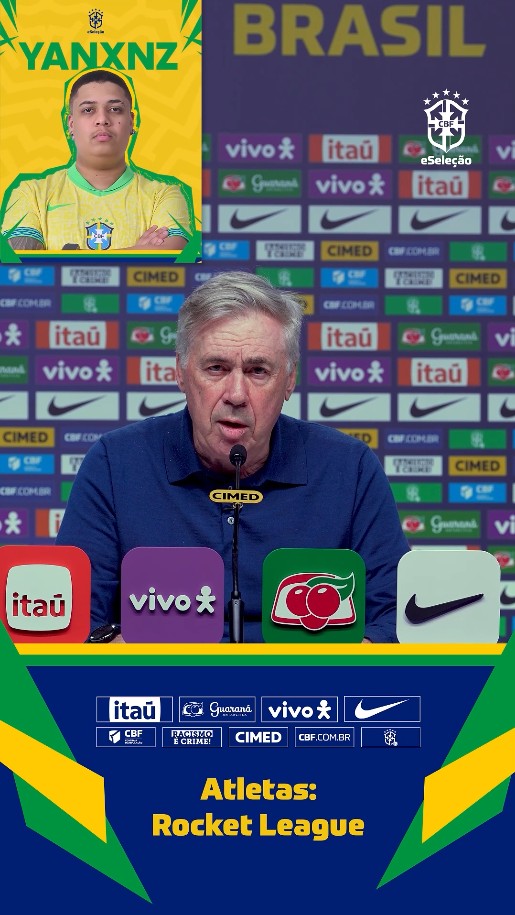 Carlo Ancelotti anunciou a convocação dos jogadores que vão representar a eSeleção Brasileira para o Mundial do EFootball Console, Mobile e de Rocket League. Via FURIA