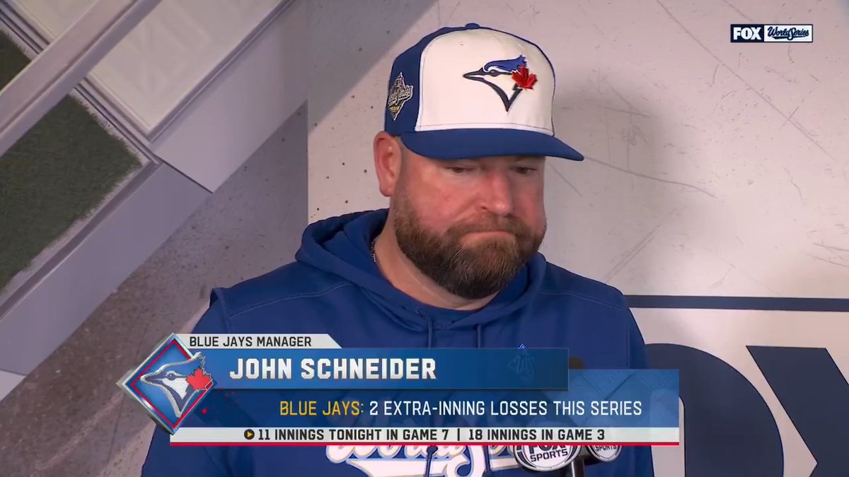“To the fans, I say thank you. To the fans, I say I’m sorry.” John Schneider spoke with Ken Rosenthal after the Blue Jays loss in the World Series